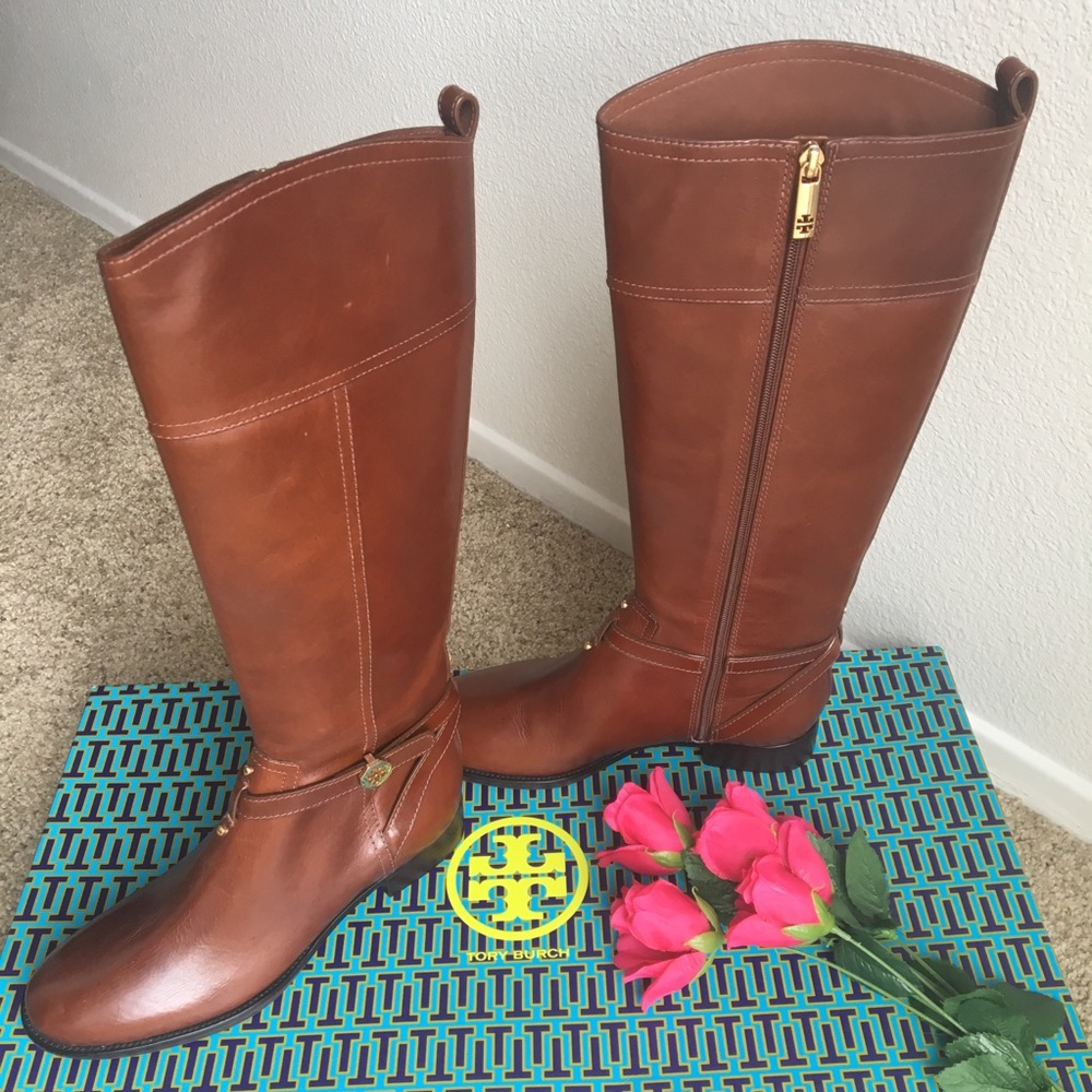 Tory Burch Brown Zip Up Riding Boots 9.5M New